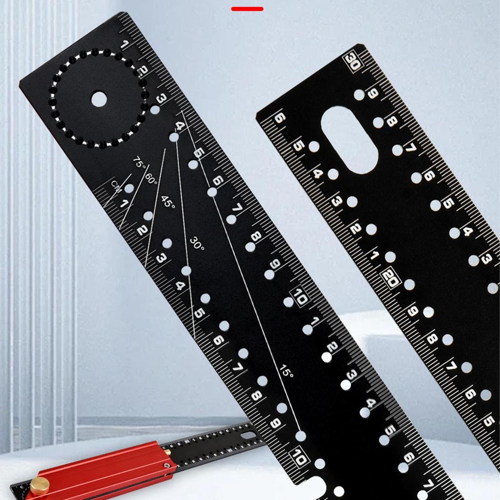 Square Ruler 12 Inch Metric Imperial Adjustable Ruler Multifunctional Framing Square for Carpentry Measuring Woodworking