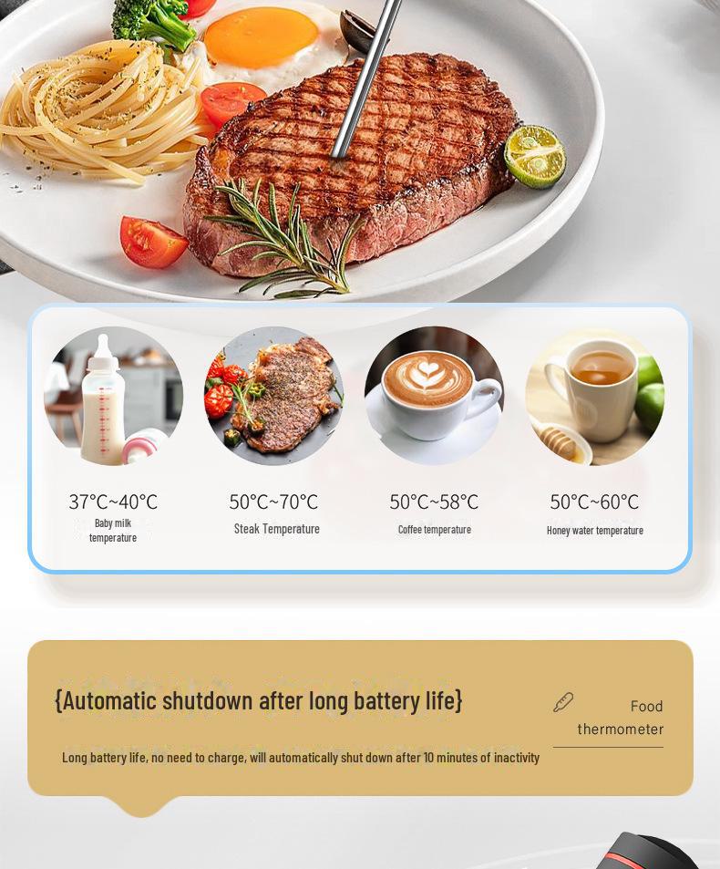 Digitales Thermometer für Lebensmittel, Wasser, Öl, Milch und Backen - Küchensonde für genaue Temperaturmessung
