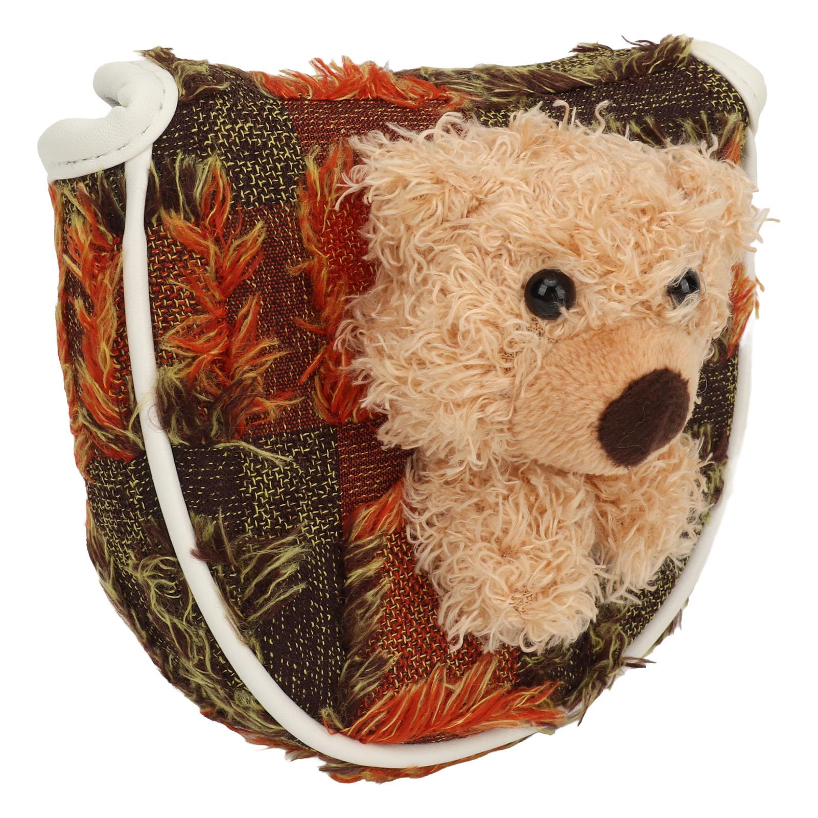 

Golf Club Head Cover Half Round Adorable Bear Decor Magnetic Suction Closure Golf Putter Headcover