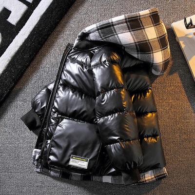 Daunenjacke für Jungen für Herbst und Winter, Oberbekleidung, karierter wasserdichter Kapuzenmantel für Jungen, Kinderkleidung