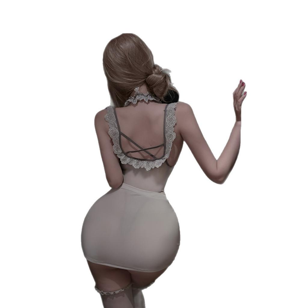 Sexy Lingerie Secretary Nightclub Maid Uniform Seduction Sexy Pajamas Women's Free Perspective Butt Wrap Skirt