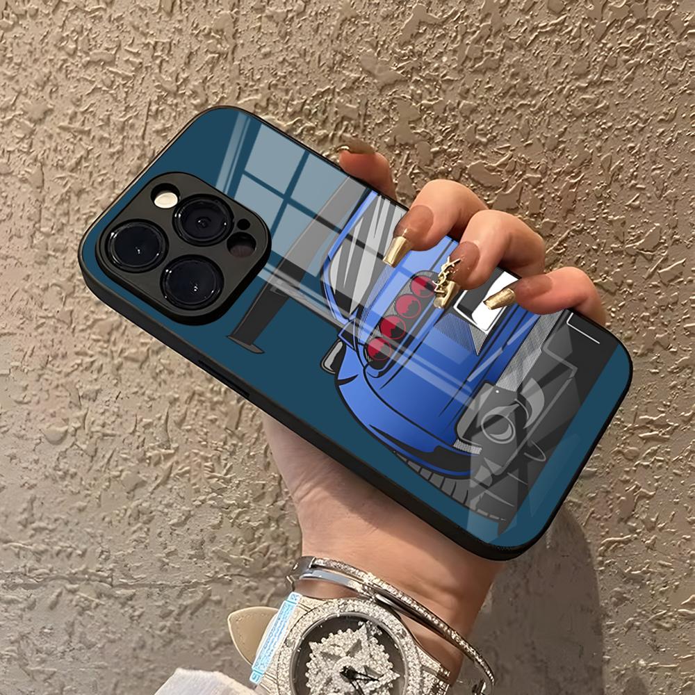 

JDM Sports Cars Male Men Phone Case For IPhone 15 Pro Max 14 Pro 12 16 11 13 Mini X XR XS 8 7 Plus SE Tempered Glass Back Cover iPhone12