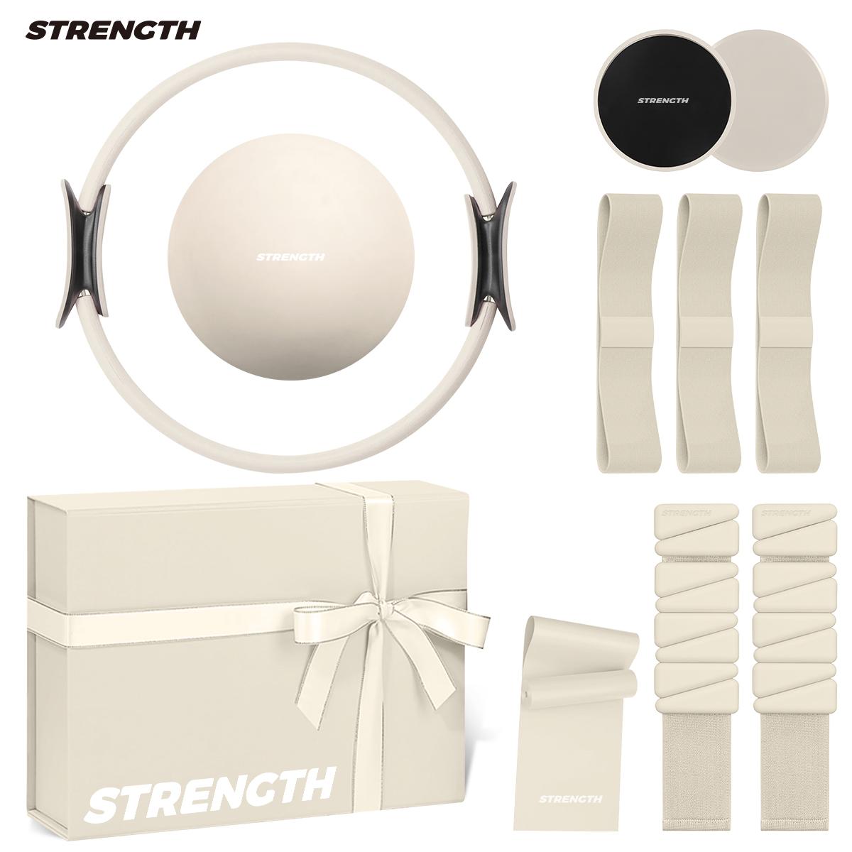 Original Factory Pilates Set with Ring Yoga Mat Ball Resistance Bands Slider Magic Circle Ankle Weights Pilates Accessories Kit Pilates Ball слоновая кость