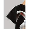 Black Theme, Rabbit 3D Printing Pattern with Basketball In Hand, Fashion Trend Casual and Simple Short Sleeve Set