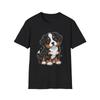 Dog Mountain Heart Black Tee Cute Animal Graphic T-Shirt