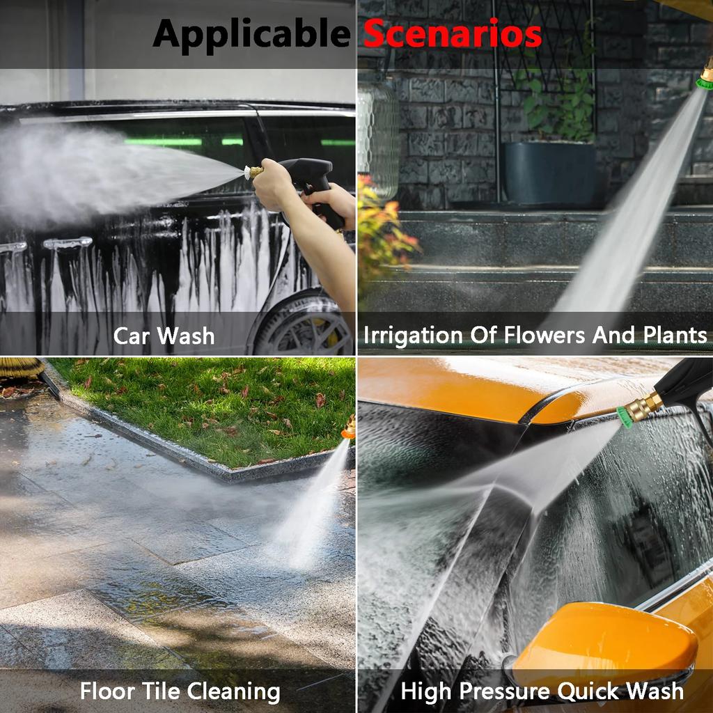 Car High Pressure Water Gun Car Washer 14mm M22 Socket 1/4" Quick Release Snow Foam Gun with 5pcs Soap Spray Nozzles