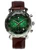 Salvatore Marra Men's Chronograph Watch with Faceted Glass, Green and Brown, SM19104-SSGRGDBR