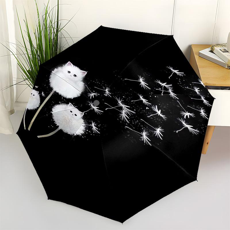 1pc Dandelion Cats Umbrella with Plastic Handle,Vibrant Cartoon Pattern,Multi-functional UmbrellaPT198