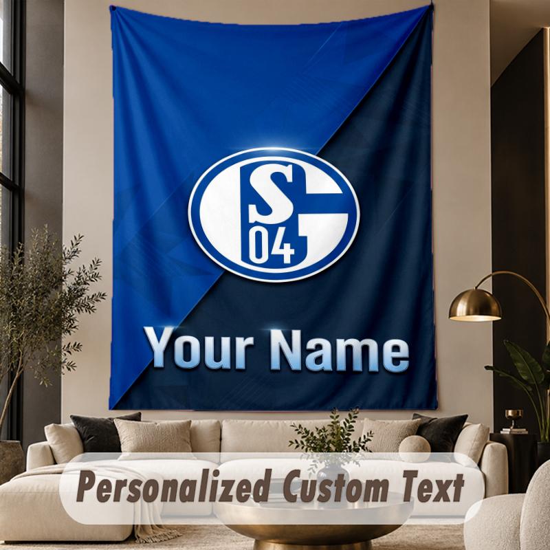 Custom Text Tapestry Schalke 04 FC Print Wall Tapestry Indoor Living Room Wall Decor