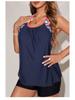 European & American Women's Plus Size Printed Split Vest Swimsuit