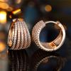 Luxury Female White Zircon Stone Hoop Earrings Fashion Silver Color Wedding Jewelry For Women