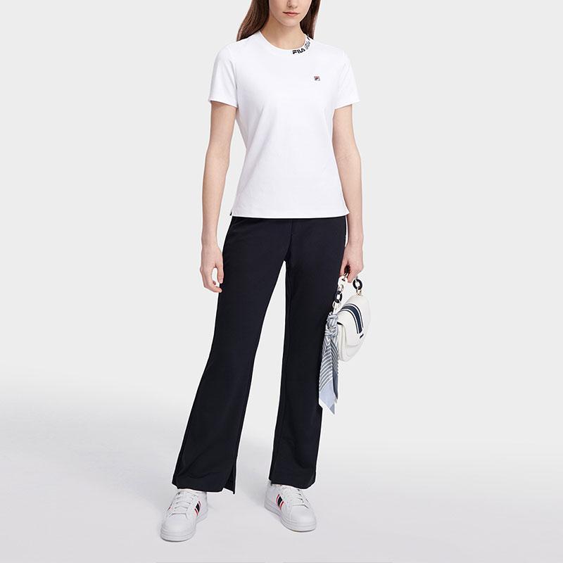 FILA Logo Print American Vintage Casual Crew Neck Short Sleeve T-Shirt Women Tops White F11W321103BWT