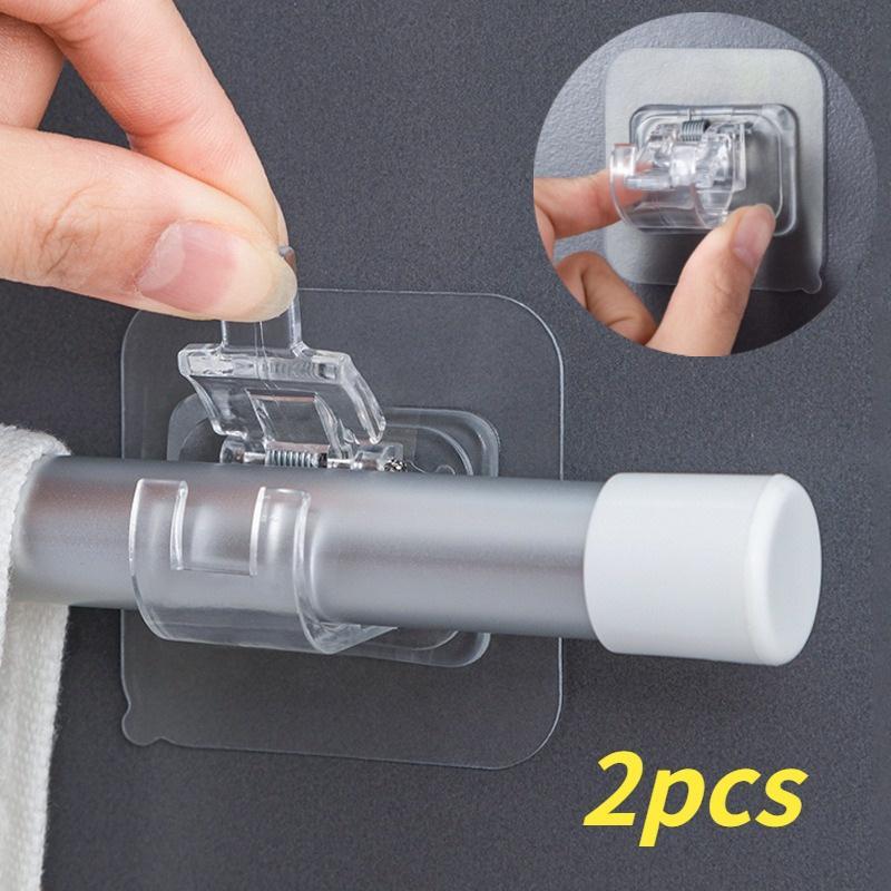 2025 NOVÝ Nastavitelný Klip na Záclonovou Tyč Samolepicí Svorka Háček Držák Záclonové Tyče na Zeď Bez Hřebíků Závěsné Stojany na Zeď