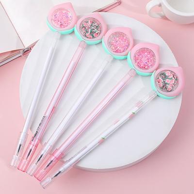 2 Stück 0,38 mm Gelschreiber mit Pfirsichmuster, bequemer Griff, Kunststoff, niedliches Aussehen, Tintenroller für Kinder