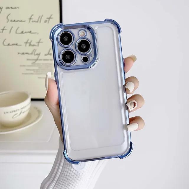 For iPhone 15 14 13 12 11 XR XS X Pro Plus Max Case Plating Space Fine Hole Cover Soft Transparent Shell Antifall NonSlip Fundas
