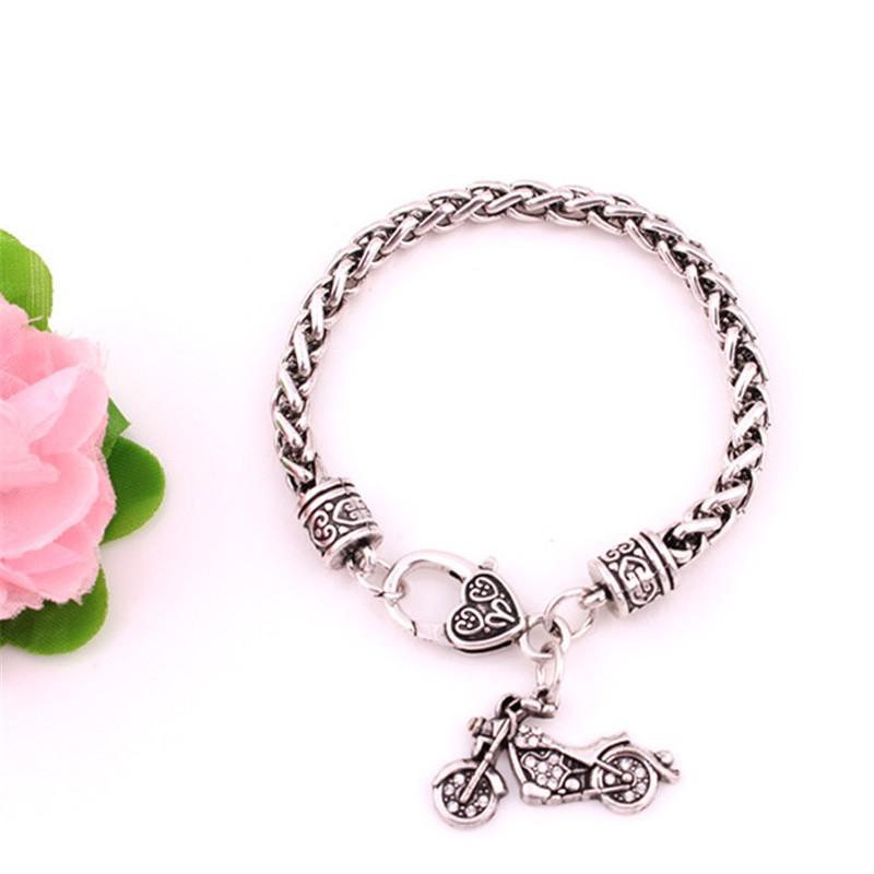 Europe and America Fashion Unisex Jewelry Alloy Inlaid Rhinestone Motorcycle Pendnat Bracelet