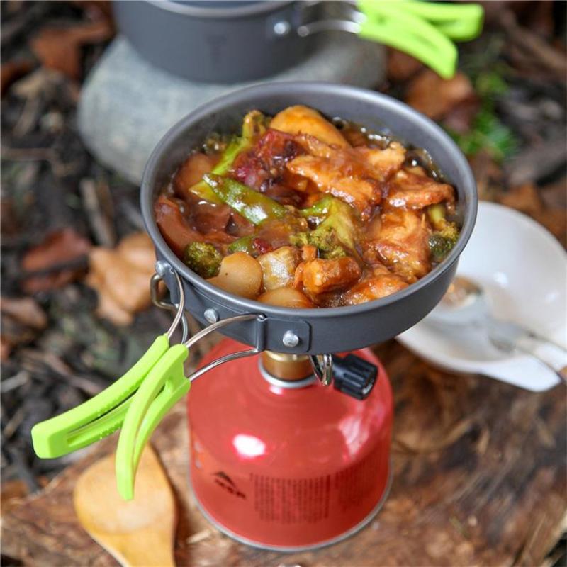 2021 High Quality Outdoor Fast Thermal Conductivity Tableware Mess Kit Kettle Cup Pot Set for Camping Hiking Picnic Travel Cookware Set