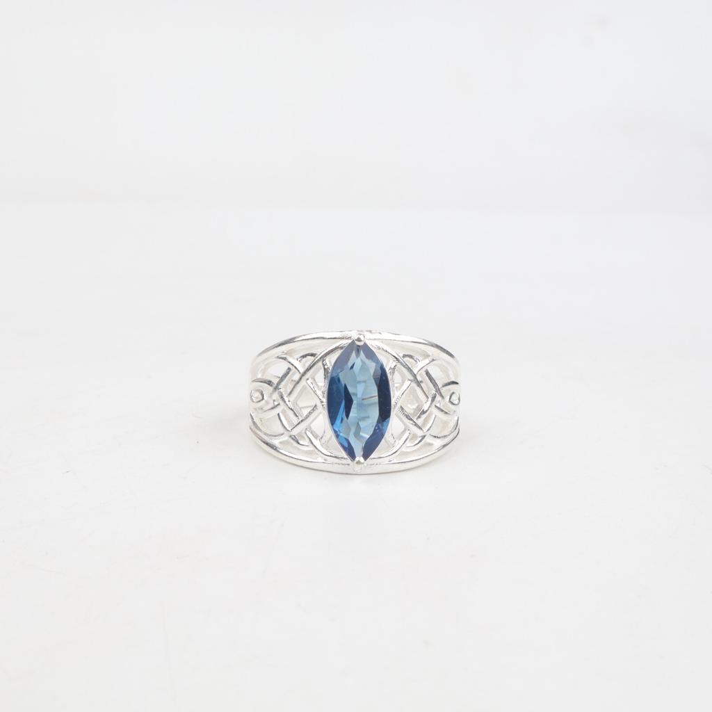 London Blue Topaz  Gemstone 925 Sterling Silver Jewelry Statement Ring For Gift CZR-3-12