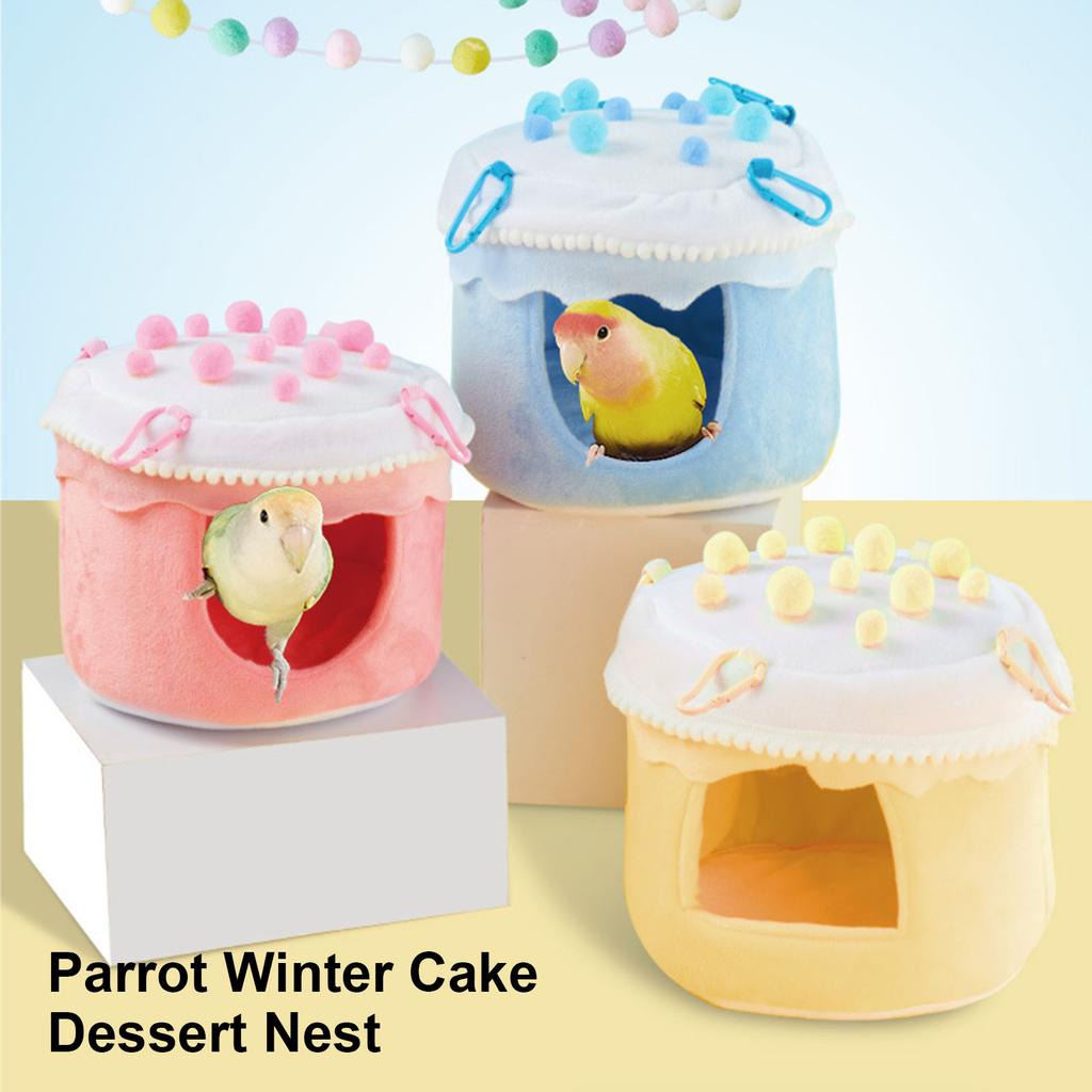 Cake Shape Bird Nest for Parrots Plush Sleeping Bed Nest Birdcage House for Small Birds Hanging Hammock Bird Cage Decors