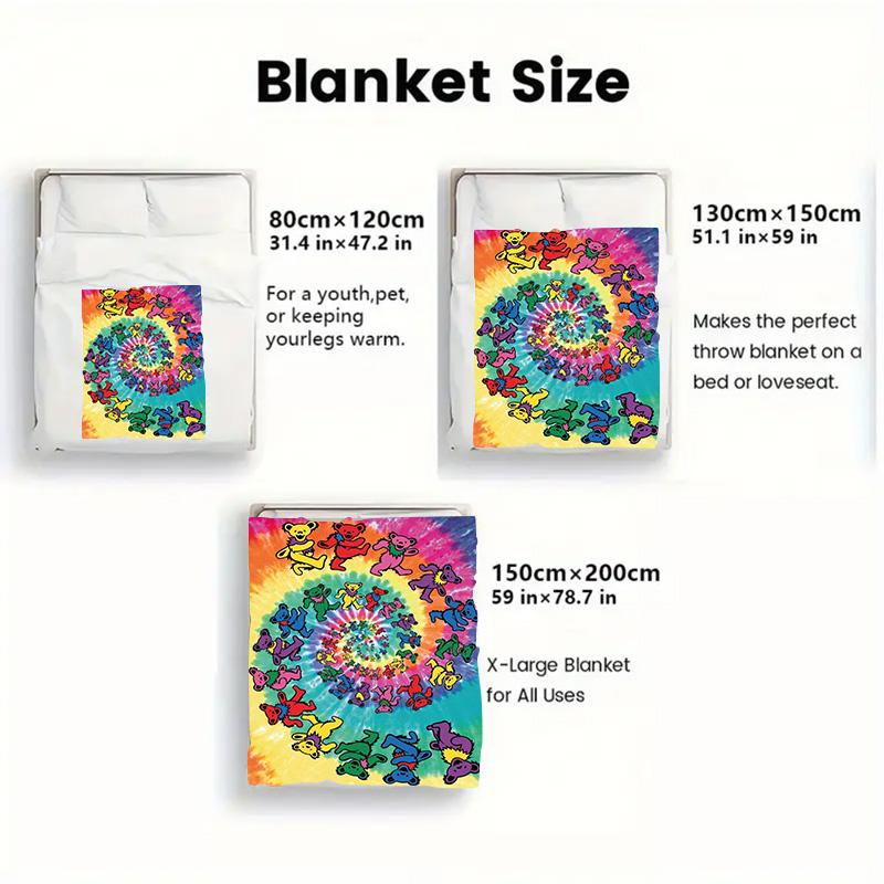 Colorful Dancing Bear 2D Flat Pattern Flannel Blanket High quality All Seasons Warmth and Comfort Perfect for Christmas Gifts.NMT0928222