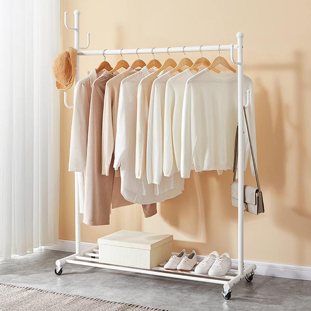 Clothes Rack with Pole Large with Easy 120cm Stylish "Regibelie" Casters, Hanger, Capacity, Space-Saving, Shelf, Assembly, Wide,