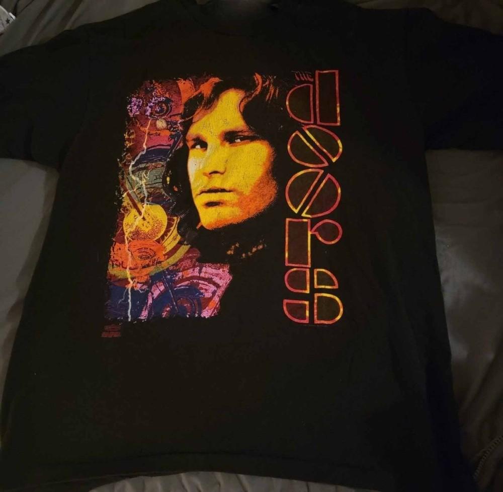 Vintage Jim Morrison -The Doors T-Shirt Short Sleeve Black Cotton All Size QQ120 Unisex T-Shirt XL