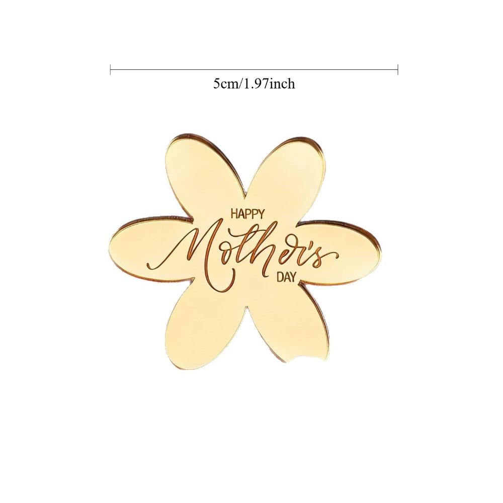 9Pcs/set Gold Flower Shape Mother's Day Cupcake Decor Acrylic Heart Best Mom Party Baking Cakes Dessert Decorations Supplies