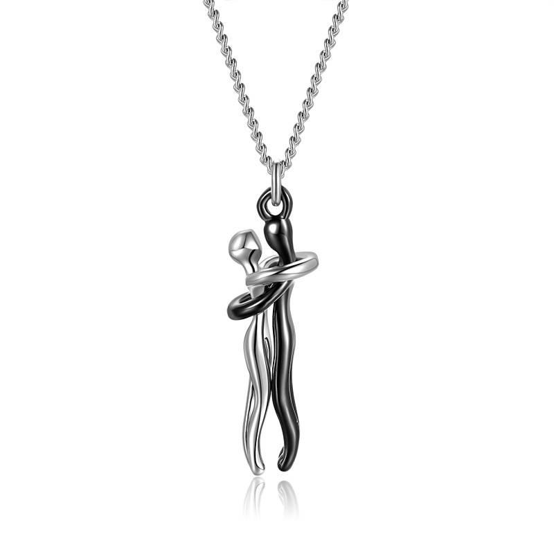 Hug Trendy Unisex Necklace Geometric Style 925 Silver Necklace Pendant
