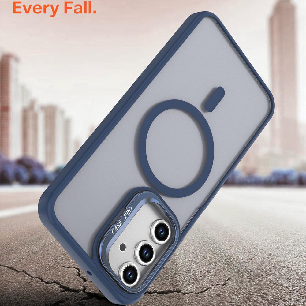 KEYSION Lens Stand Magnetic Phone Case for MagSafe for Samsung Galaxy A55 5G A35 A25 A15 A05S Matte Translucent Shockproof Cover