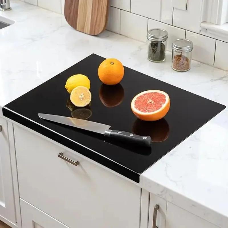 Acrylic Cutting Board With Counter Lip Non-slip Transparent Kitchen Counter Board For Bread Meat &fruit Household Chopping Board