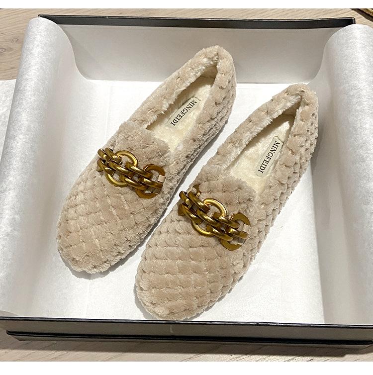 

Зимние меховые туфли женские брендовые дизайнерские металлические цепи балетки теплые удобные мокасины без застежек женские лоферы из овечьей шерсти флисовые туфли 5 хаки