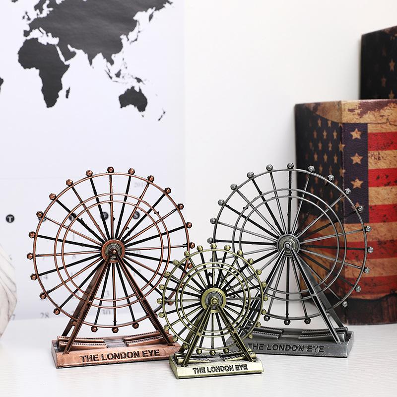 Retro-Eisenkunst Drehendes Riesenrad-Ornament für Kreative Heim-Schreibtischdekoration, Metallmodell Handwerk.