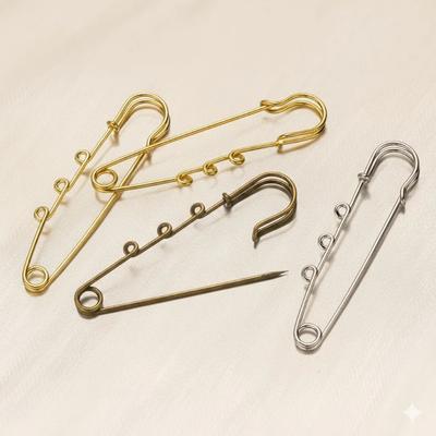 20 Stück Robuste Sicherheitsnadeln Metall Brosche Pin Kilt Befestiger mit 3 Schlaufen für DIY Basteln Schmuckherstellung Kunst Nähen Kleidung