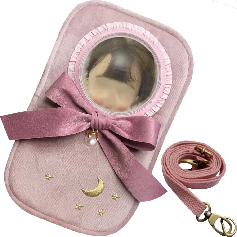 

Umora OB11 Case, Obitsu 11 Case, Toy Travel Case, Soft Bag for 11cm Dolls, with Strap, Cute Space Capsule Mini Star Moon Transparent Window (Pink,