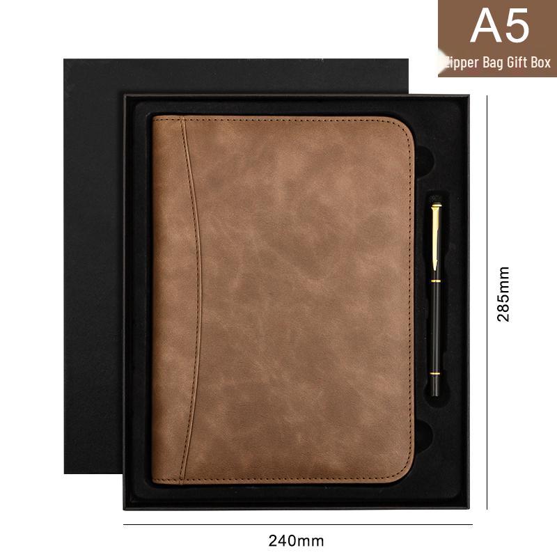 B5 Loose-Leaf Business Notebook with Calculator – Thick Cowhide Multifunctional Stationery
