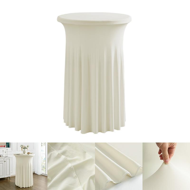 60/70/80cm Cocktail Table Skirts Stretch Spandex Fitted Tablecloths Wrinkle-Resistant Washable for Weddings Parties Banquets