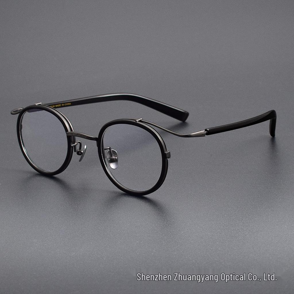 Hutong Song Retro Pure Titanium Round Glasses with Anti-Blue Light for Large Faces - Fashionable and Myopia-Compatible