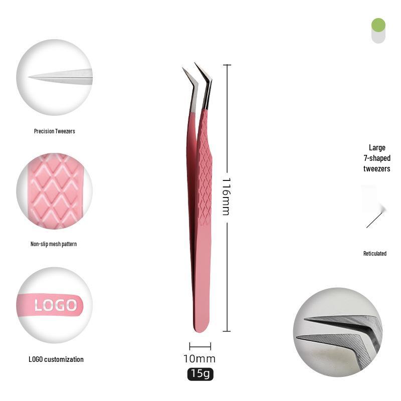 Golden Feather Stainless Steel Eyelash Tweezers for Grafting and Extensions