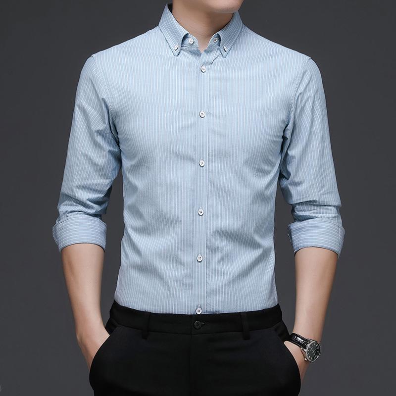 

Brand New Men s Long Sleeve Cotton Striped Shirt: Spring & Autumn Business Casual Wear 175