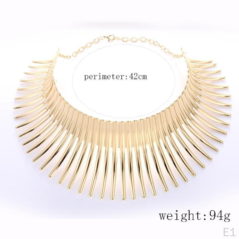 Choker Necklace Womens Statement Bib Silver, 42cm