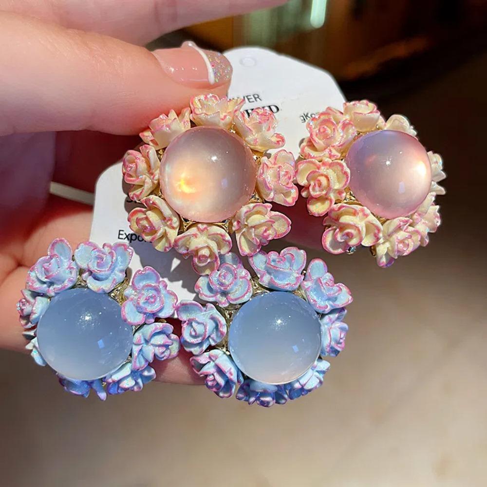 Ear Jewelry Flower Stud Earrings Rose Sweet Flower Earrings Trendy Bohemian Earrings Women  Party