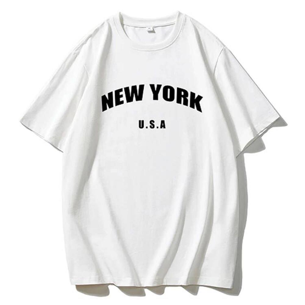 T-Shirt mit Buchstaben-Grafikdruck Sommerkleidung Elegant Hip Hop 100% Baumwolle Streetwear Neue Mode Lässige Oberteile T-Shirts Y2k