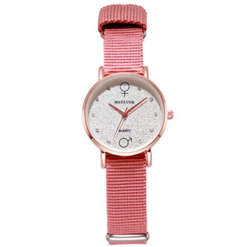 Temperament Small Canvas Strap Girls' Watches Cute Junior High School Girls Simple Retro Style Casual Watches