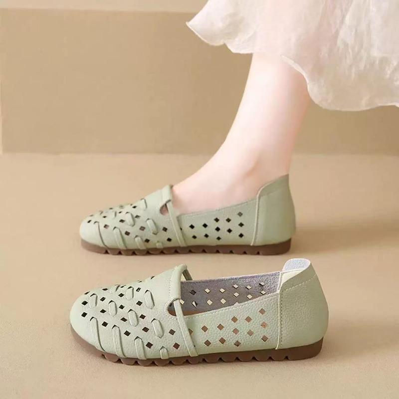 

Soft-soled Shoes Soft-top Cutout Shoes New Comfortable Woven Casual Sandals Crocs 35 зелений