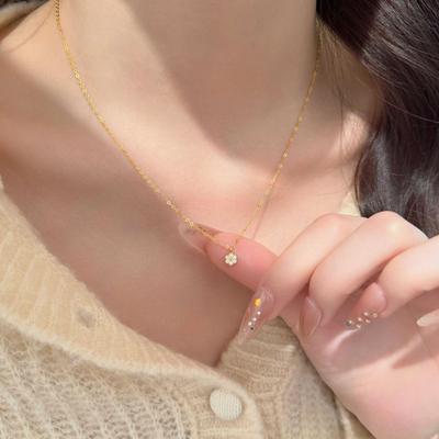 S925 Sterling Silver 18K Gold Floral Pendant Necklace for Women - Niche Design, Exquisite High-End Clavicle Chain