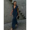 Women's V-Neck Solid Colour Sleeveless Top Vest Trousers Set
