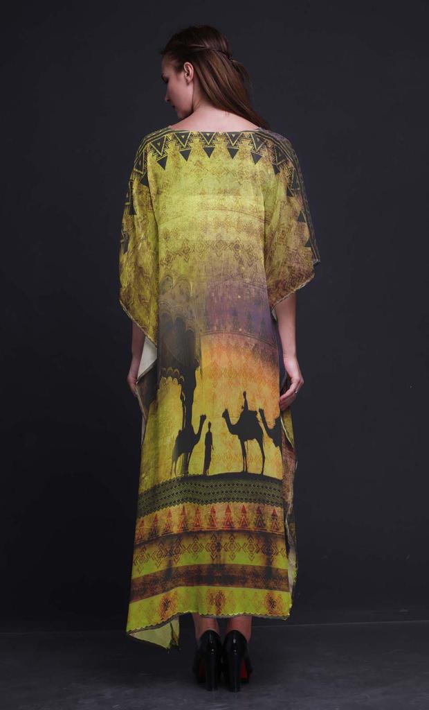 Phagun Camel Mughal Beach Kaftan Bikini Cover Up Womena    S Maxi Dress Long