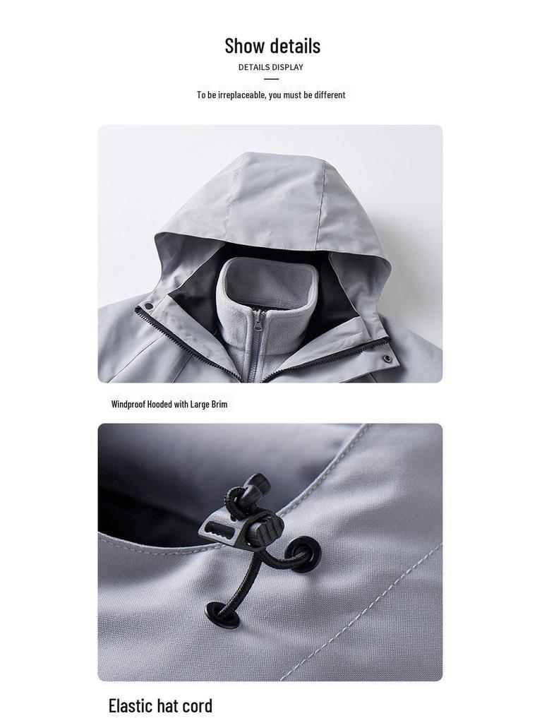 2024 Men’s & Women’s 3-in-1 Outdoor Mountaineering Jacket: Detachable, Waterproof, Solid Color System.