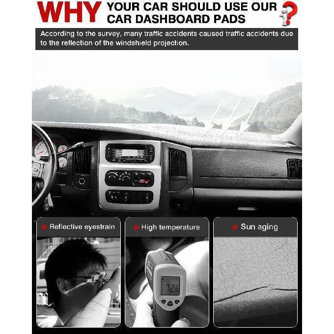 Autorder Dashboard Cover Mat For 2002-2005 Dodge Ram 1500 & 2003-2005 2500/3500 Accessories Dash Cover Flannel Dash Mat Sunshade Glare UV Rays