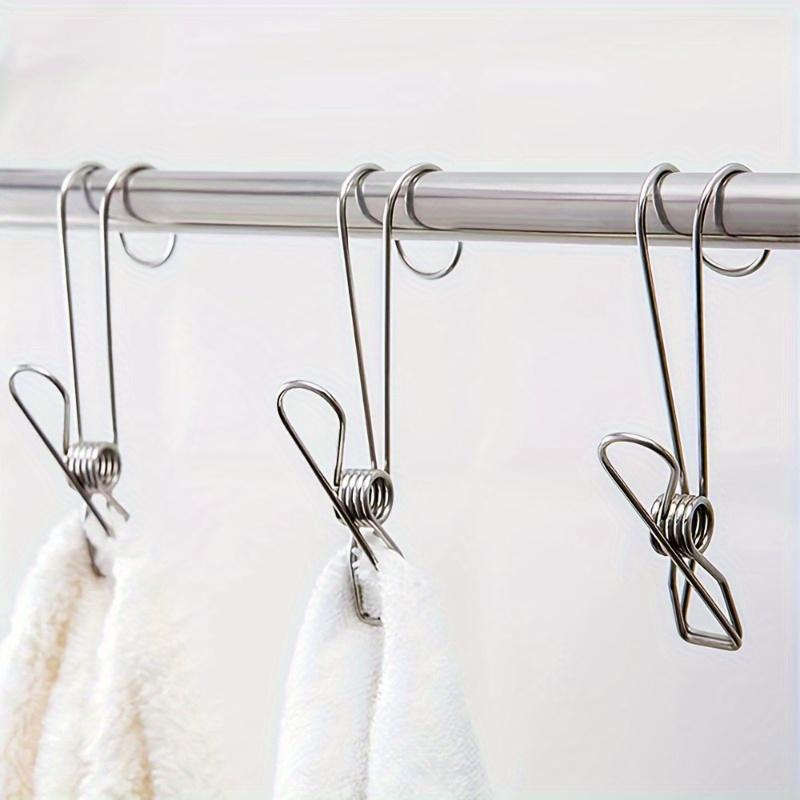 1Pcs Stainless Steel Long-Tail Clip Hooks Multi-Functional, Windproof Towel Hooks for Kitchen and Bathroom - Easy Installation